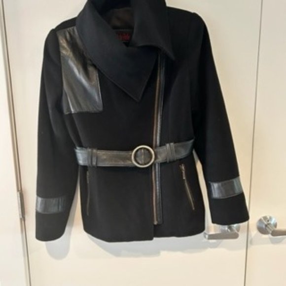 Arte Pelle Coat with Leather Trim - Picture 1 of 7